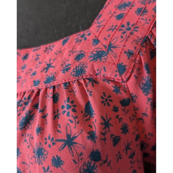 LC Lauren Conrad Floral Print Blouse Size L Mauve Square Neck Peasant  Cottage - Picture 5 of 9